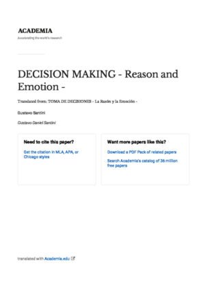 TOMA DE DECISIONES - La Razón y la Emoción